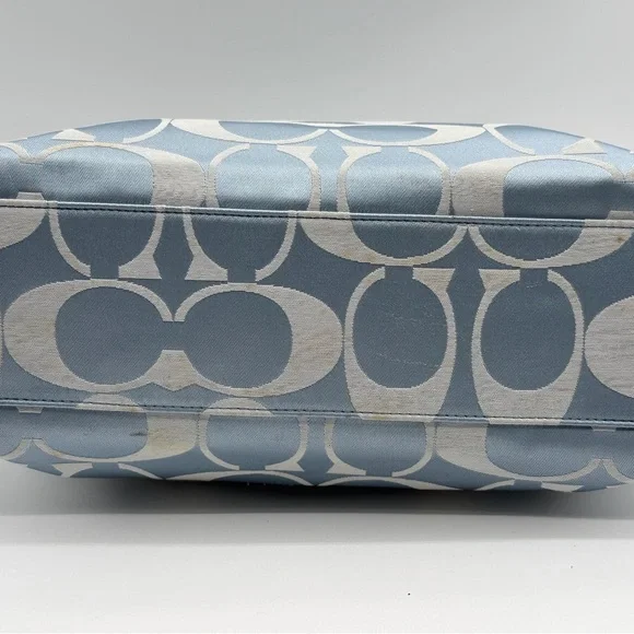 ❗️SOLD❗️ Coach Laura Signature Light Blue Purse Canvas Leather - Picture 5 of 7